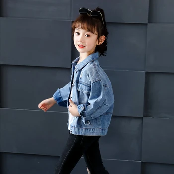 Vaikiška striukė Vaikų drabužiai mergaičių džinsinis paltas pietų naujas stilius vakarų stiliaus didelis mergaičių chic striukė mergaičių džinsinio rudenį dėvėti