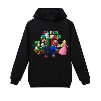 Vaikų drabužiai animaciją super mario spausdinti medvilnės ilgomis rankovėmis hoodie džemperis atsitiktinis gatvės mados vaikiški drabužiai