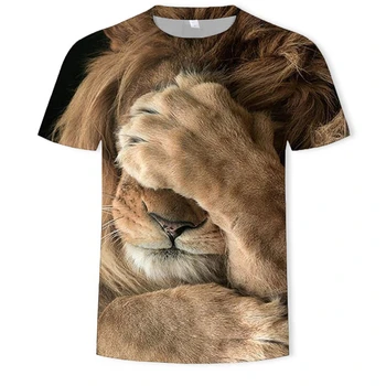 Vaikų Drabužiai Cool 3D Atspausdintas Gyvūnų Tigras, liūtas marškinėliai Berniukams/Mergaitėms Vasarą vaikams Laisvalaikio Drabužiai Paauglys Dizaino Laisvalaikio Viršūnes Tees