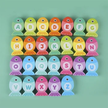 Vaikų medinis žaislas Montessori abėcėlės, skaičių magnetinio žvejybos stalo žaidimas blokai vaikų žaislų ankstyvasis ugdymas švietimo žaislas mergina