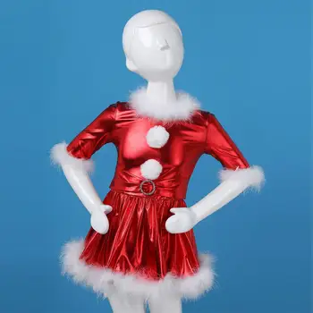 Vaikų Mergaičių Kalėdų Drabužius Blizga Metalo Ilgomis Rankovėmis Suknelė Mergina Šokių Drabužiai Pav Čiuožyklos Kostiumas Kalėdų Suknelė
