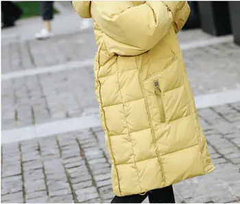 Vaikų Mergaičių Žemyn Striukė Ilgai Parko Paltai Outwear Kailio Apykakle Gobtuvu Žiemą Šiltas Naujas