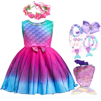 Vaikų poilsio Vasaros suknelė Ariel Suknelė Vaikas, mergaitė, princesės suknelė Mergina drabužiai, Kostiumai mergaitėms Suknelė mergaitėms 8 metų