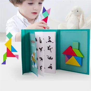 Vaikų Smegenų Erzinti Magnetinė 3D Dėlionė, Dėlionės Tangram Montessori Mokymo Švietimo Piešimo Lenta Žaidimai Žaislas Kalėdų Dovana