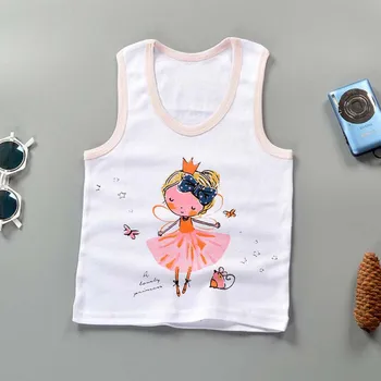 Vaikų vasaros drabužių 1-7T unisex grynos medvilnės liemenė berniukams Tankai girls cartoon Camisoles kūdikių drabužiai mažai vaikų spausdinti marškinėliai