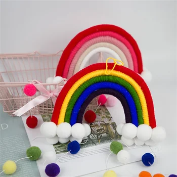Vaivorykštė kamuolius Kūdikio kambario dekoracijas, minkštas tekstilės dekoratyvinis lovelę pakabos vaikams, žaislai kūdikiams, miegamojo sienų lipdukai nuraminti, žaislai