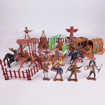 Vakarų Kaubojus Indėnų Duomenys Plastikiniai Žaislai, Smėlio Miniatiūriniai Lėlių Modelis, Modeliavimas Gyvas Paveikslas Vaikams, Vaikų Žaislai