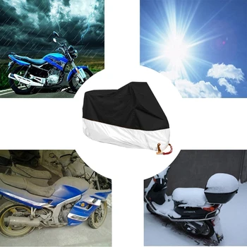 Vandeniui atsparus Lauko Motociklą UV Protector Lietaus, Dulkių, Dviračiu, Motociklu Padengti Dydis L/XL, sidabrinė ir juoda