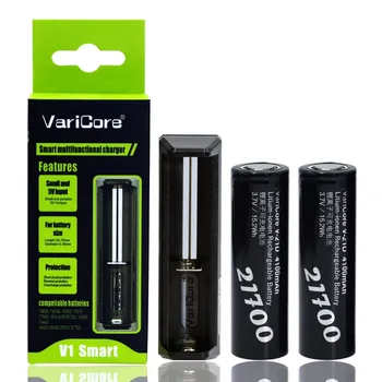 VariCore V1 18650 Smart baterija, Įkroviklis + 2VNT VariCore 21700 Li-ion Baterija 3.7 V 4100mA V-21D 35A Maitinimo baterijos E-cigarettey