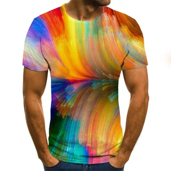 Vasaros 3D spausdinimo vyriški marškinėliai atsitiktinis trumparankoviai O-kaklo vyriški T-shirt spalvinga mados spausdinimo 3D T-shirt viršų