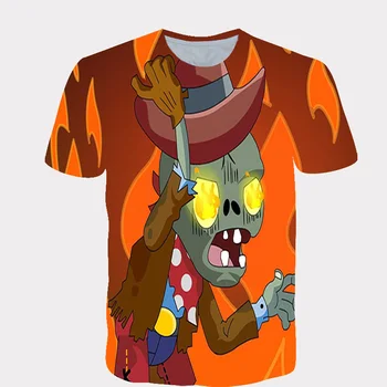 Vasaros Berniukų Marškinėliai Animacinių filmų Augalai vs Zombies Marškinėliai Mergaitėms Vaikas Atsitiktinis Marškinėliai Vaikus, Drabužiai, Marškinėliai, camiseta