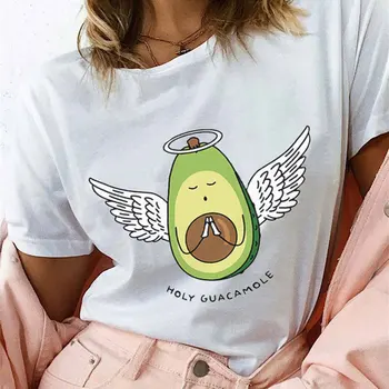 Vasaros Harajuku Kawaii Avokado Veganų Marškinėlius Tumblr marškinėliai Atsitiktinis Angelas Avokado Grafinis Viršūnes Šventosios Guacamole Grafinis Tees Moterims