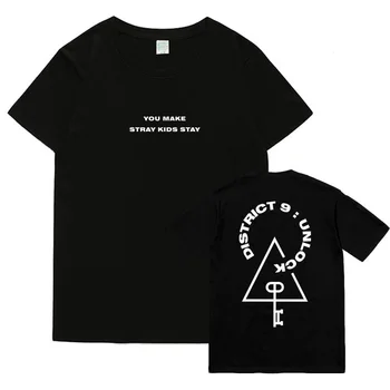Vasaros Kpop Benamiai Vaikai Straykids District 9 Atrakinti Koncertas Pačiu Spausdinimo T Marškinėliai, Unisex O Kaklo trumpomis Rankovėmis T-shirt