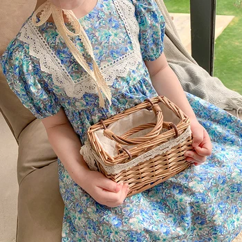 Vasaros New Girl Dress Atvartas Siuvinėjimo Sielovados Stiliaus Gėlių Suknelė Vaikų korėjos Apynasrio Šifono Kūdikių Vaikai Princesė Suknelė
