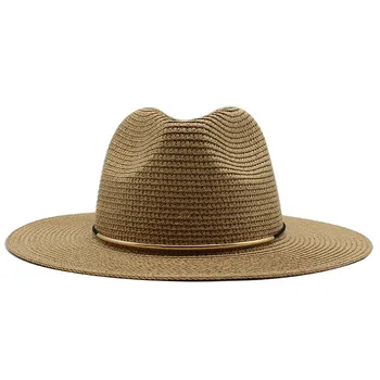 Vasaros Skrybėlę Moterys, Panama Šiaudų Skrybėlę Fedora Beach Vacation Platus Kraštų Skydelis Atsitiktinių Vasaros Saulės Kepurės vyrams Sombrero 2020 m.
