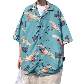 Vasaros spausdinti shirt Mens mados Vasaros havajų Marškinėliai trumpomis rankovėmis Atsitiktinis marškinėliai Paplūdimys Viršūnes Laisvi Marškiniai plius dydis