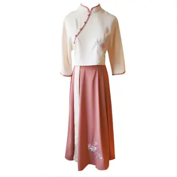 Vasaros Stiliaus Kinijos Tradicinės Senovės Hanfu Kasdien Šifono Suknelė Dviejų Dalių Komplektas Komplektai Moterims, Elegantiška Vintage Princesė Kostiumai