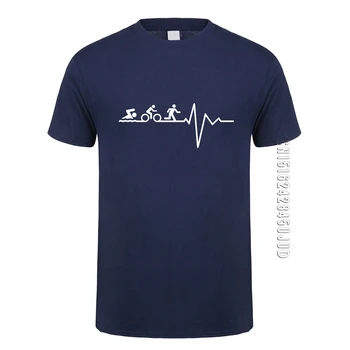 Vasaros Širdies Triatlonas Marškinėliai Vyrams, O Kaklo Medvilnės Triatlonas T-shirts Vyras Camisetas Dovana