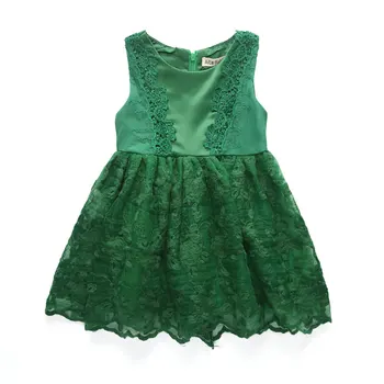 Vasarą Merginos Rankovių Nėrinių Suknelė Žalia Violetinė Smėlio Vaikai Mados Princesė Dress Vaikams Drabužių