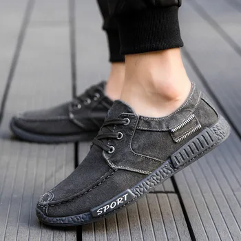 Vasarą vyrai drobė batai 2020 šviesos kvėpuojantis nėriniai-up vyrų butai kvėpuojantis avalynė slydimo batų drobės bateliai vyrai juoda