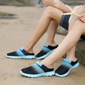 Vasarą Vyrai sandalai spalvinga porų paplūdimio Bateliai kvėpuojantis komfortą akių storio apačioje šlepetės Vyras Baotou skylę batai didelių 35-46