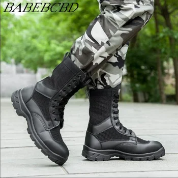 Vasarą vyrai vėdinamoje akių ultra light kariniai batai specialiųjų karių oda kovoti su mokymo taktiniai batai saugumo batai
