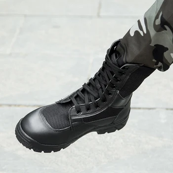 Vasarą vyrai vėdinamoje akių ultra light kariniai batai specialiųjų karių oda kovoti su mokymo taktiniai batai saugumo batai