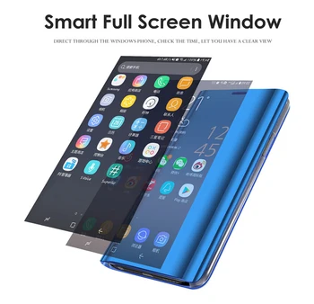 Veidrodis Peržiūrėti Smart Flip Case for Huawei Honor 8A Honor8a 8 JAT-LX1 JAT-29 Prabanga Originalus Magnetinis Fundas Odinis Telefono Dangtelį