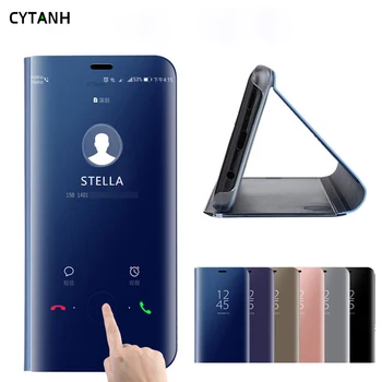 Veidrodis Peržiūrėti Smart Flip Case for Huawei Honor 8A Honor8a 8 JAT-LX1 JAT-29 Prabanga Originalus Magnetinis Fundas Odinis Telefono Dangtelį