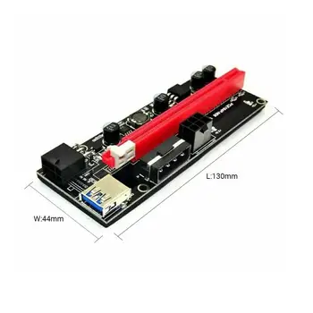 VER009S PCI-E Riser Card Dual 6Pin Adapter Card PCIe 1X iki 16X Extender Kortelė USB 3.0 Duomenų Kabelis BTC Kasybos Miner