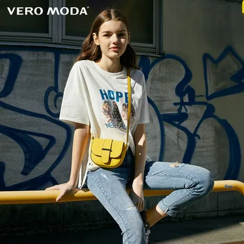 Vero Moda Moterų Medvilnės, Palaidi Tinka Spausdinti nuotraukas Nėrinių Gauzy T-shirt | 320101516
