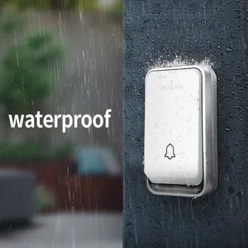 VeryHome savarankiškai generuoti vandeniui belaidį durų skambutį imtuvo baterijos mygtuką ES AS plug namo durų skambutį Temperatūros ekranas