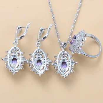 Vestuviniai Papuošalai, Komplektai, AAA+ Kokybės Natūralių Violetinė Crystal Vestuvių Kostiumas Moterims, Karoliai Ir Auskarai Rinkiniai