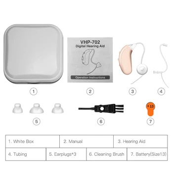 VHP702 Mini kišenėje, skaitmeniniai klausos reguliuojamas klausos aparatai ausų garso stiprintuvas naudoti 13A klausos baterija