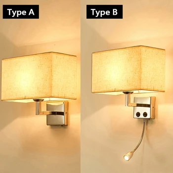Vidaus LED sienos lempos lovos miegamojo sienos lipdukas lemputė su jungikliu E27 lemputės patalpų lovos galvūgalio home hotel sienos lempos 90v-260v