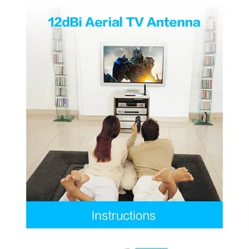 Vidaus skaitmeninė TV antena DVB-T 12dBi Stiprintuvas HD IEC sąsaja HDTV antenos ATSC ISDB TV Interjero Antenos Stiprintuvas