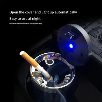 Viena Ranka Popping LED Automobilių Peleninė, Cigarečių Dūmų Automobilio Peleninę Nerūdijančio Plieno Įdėklas Cigarų Pelenų Dėklas Saugojimui Puodelis Su LED