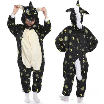 Vienaragis Kigurumi Vaikai Sleepwear Berniukų, Mergaičių Stich Panda Pižama Vaikams Juokingi Gyvūnų Žiemos Onesies Merginos Vienaragis Flanelė Pyjama