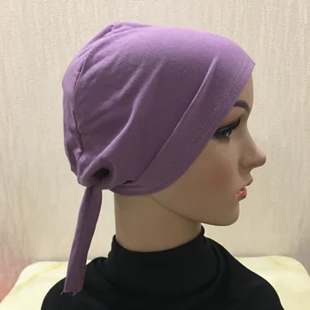 Vientisos Spalvos Medvilnės Pagal Šalikas Vidinis Hijab Skrybėlę, Moteris Musulmonų Bandana Ninja Kepuraitė Hijabs Variklio Dangčio Arabų Variklio Dangčio Skrybėlės Tvarstis Bžūp