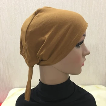 Vientisos Spalvos Medvilnės Pagal Šalikas Vidinis Hijab Skrybėlę, Moteris Musulmonų Bandana Ninja Kepuraitė Hijabs Variklio Dangčio Arabų Variklio Dangčio Skrybėlės Tvarstis Bžūp