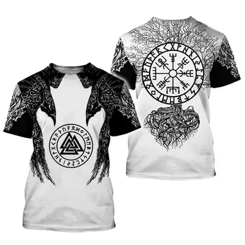 Viking simbolis - odin Tatuiruotė 3D Atspausdintas vyrų marškinėliai Harajuku Mados Trumpas rankovės marškinėliai vasaros Atsitiktinis Unisex marškinėlius viršūnes WS358