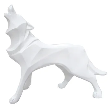 Vilkas Statula Šiuolaikinės Abstrakčių Geometrinių Stiliaus Dervos Vilkas Gyvūnų Statulėlės, 
