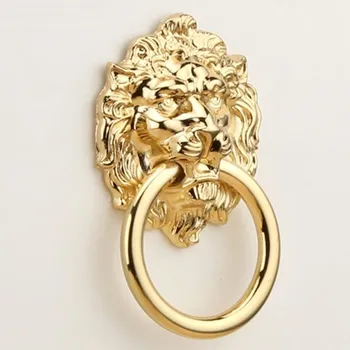 Vintage mados aukso lionhead baldų rankenėlės aukso stalčių spintelių rankenos išsitraukia aukso lašas žiedai odininkas durų rankenos išsitraukia bronzos