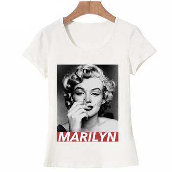 Vintage Mados Marilyn Monroe Karalius, Print T-Shirt Vasaros Cool Moterys T-shirt Hip-Hop Tees Cute girl Viršūnes Hipster Moteris, t-shirt