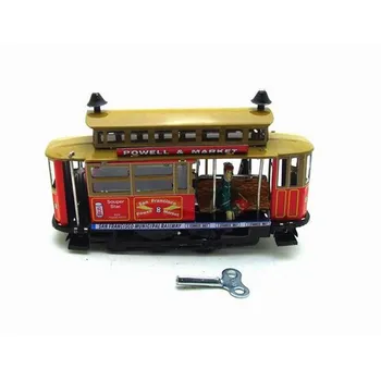 Vintage Retro tram Automobilių Alavo žaislas Klasikinis Prisukamas Mechaninė Vėjo Iki Automobilio Modelį Alavo Žaislas Suaugusiems, Vaikams, Kolekcines Dovana