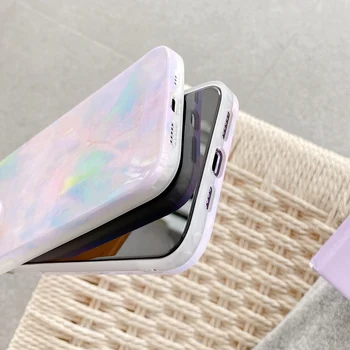 Violetinė Kvarco Kristalų Gem Akmens Telefono dėklas skirtas iPhone 11 12 Pro XR Xs Max 12 Mini X 7 8 Plus SE 2020 m., Blizgus, Minkštas Silikoninis Dangtelis