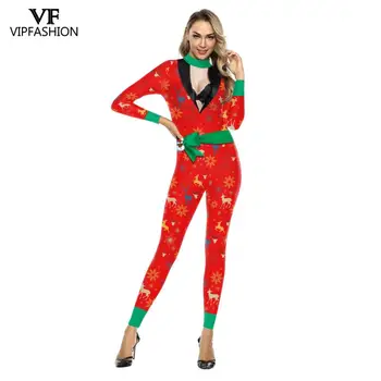 VIP MADOS Kalėdų Kostiumas Moterims 3D Atspausdintas Seksualus Rompers Komplektus bodysuit Playsuit Jumpsuit Cosplay Kostiumai