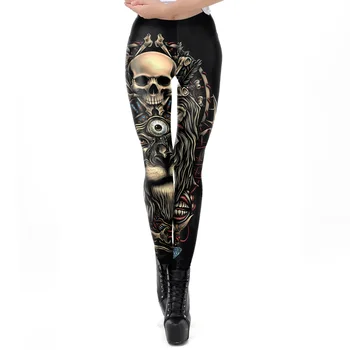 VIP MADOS, Naujo Dizaino Galvos Kaukolės Sublimacijos 3D Spausdinimo Steampunk Moterų Legging Gotikos Retro Vintage Treniruotės Leggins Plius Dydis