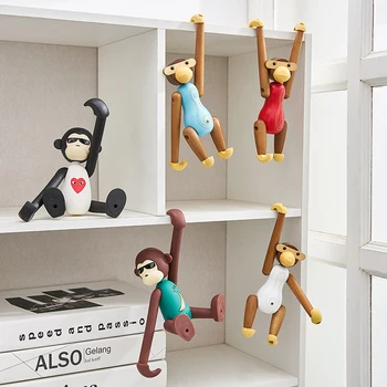 [VIP]Šiaurės Kūrybos Spalvų Medinių Kabinti Beždžionė Lentynoje Papuošalai Namų Dekoro Žaislas Miniatiūros Duomenys Dovana Sclupture