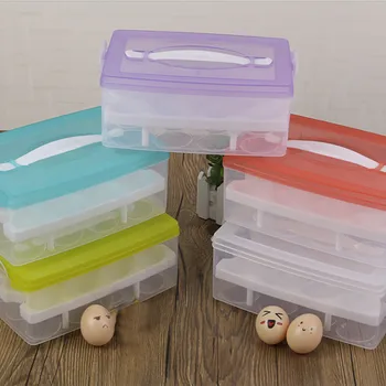 Virtuvės saugojimo 24 tinklelis dvigubai kiaušinių talpinimo šaldytuve kiaušinių laikymo virtuvės lauko nešiojamų konteinerių saugojimo kiaušinių dėžutės L517